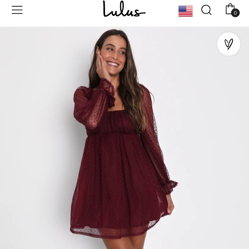 Lulus Burgundy Babydoll Dress